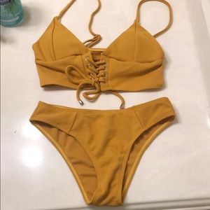 Shein Mustard Yellow Bikini Set